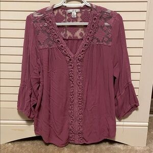 JohnPaulRichard Mauve Lace boho Blouse